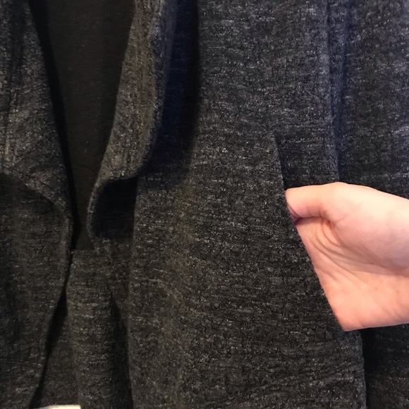Eileen Fisher Charcoal Drape Front Cardigan - Picture 8 of 9
